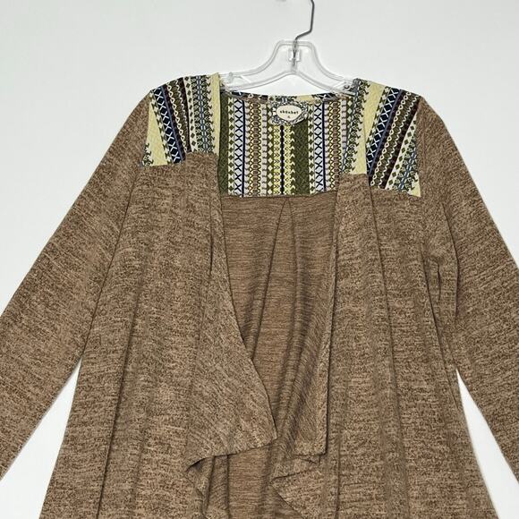 Skonhet Long Sleeve Open Front Cardigan Brown Woemns XL Embroidered Lightweight - Picture 3 of 10